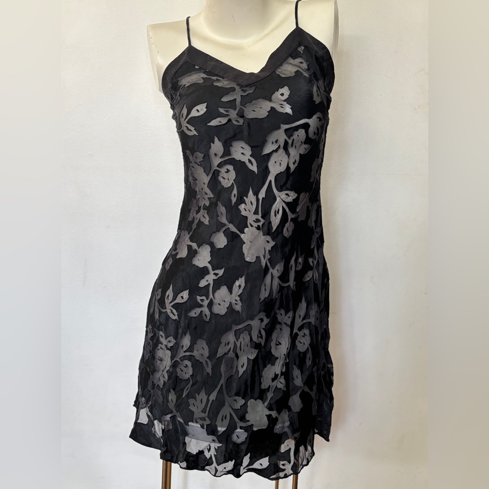 90’s Y2K Judith Heart Mesh Silk Blend Lade Slip Dress Size M Floral Goth